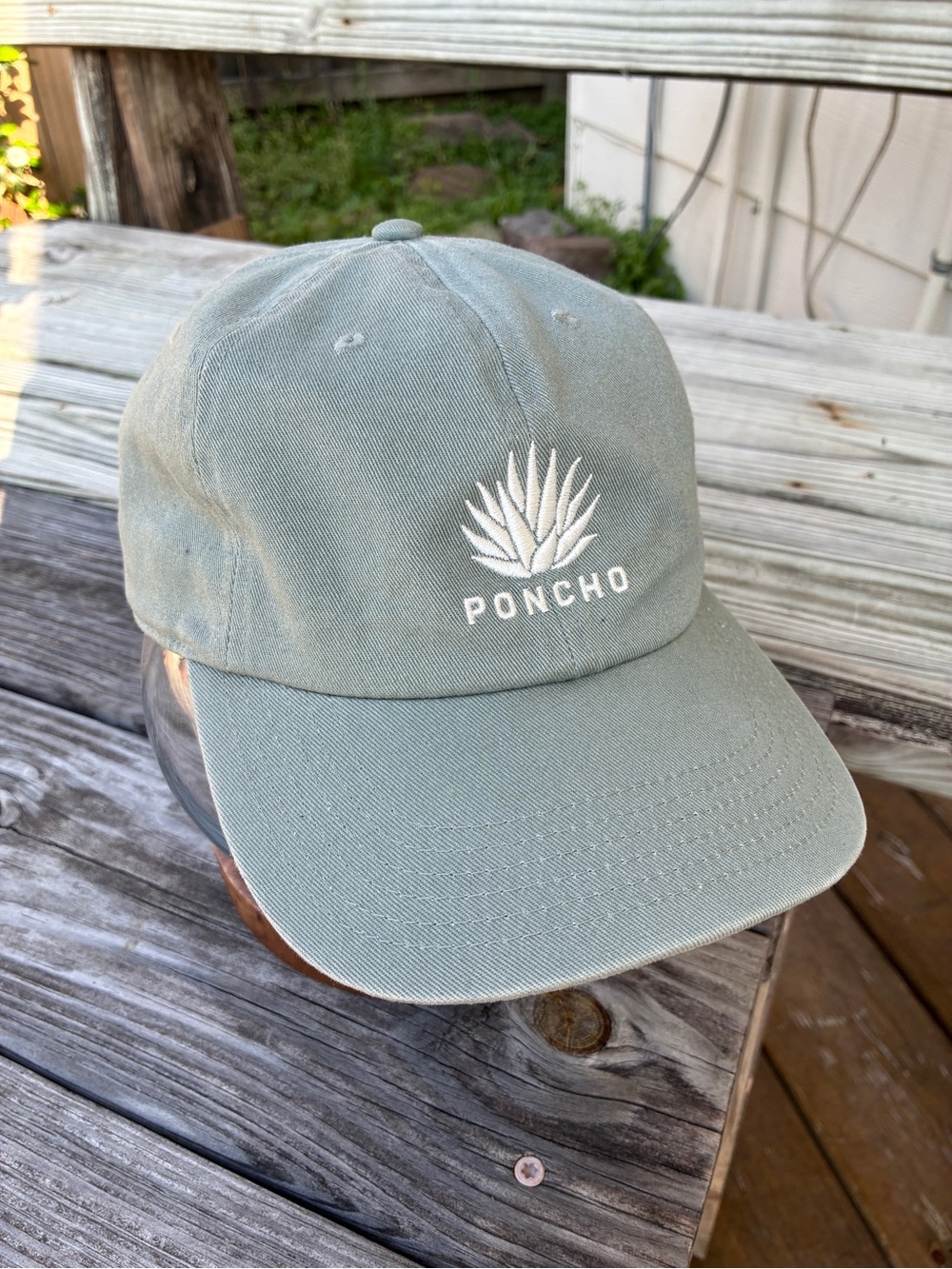 PONCHO Sage Green Embroidered Cotton Dad Hat